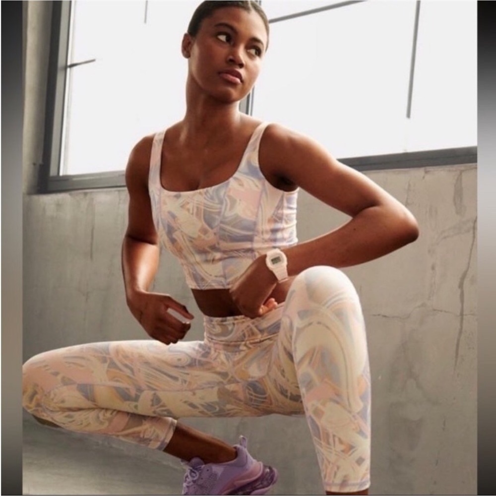 IVL Collective Marble Corset Bra Cami Top in Marble Print Lavender Peach NWT